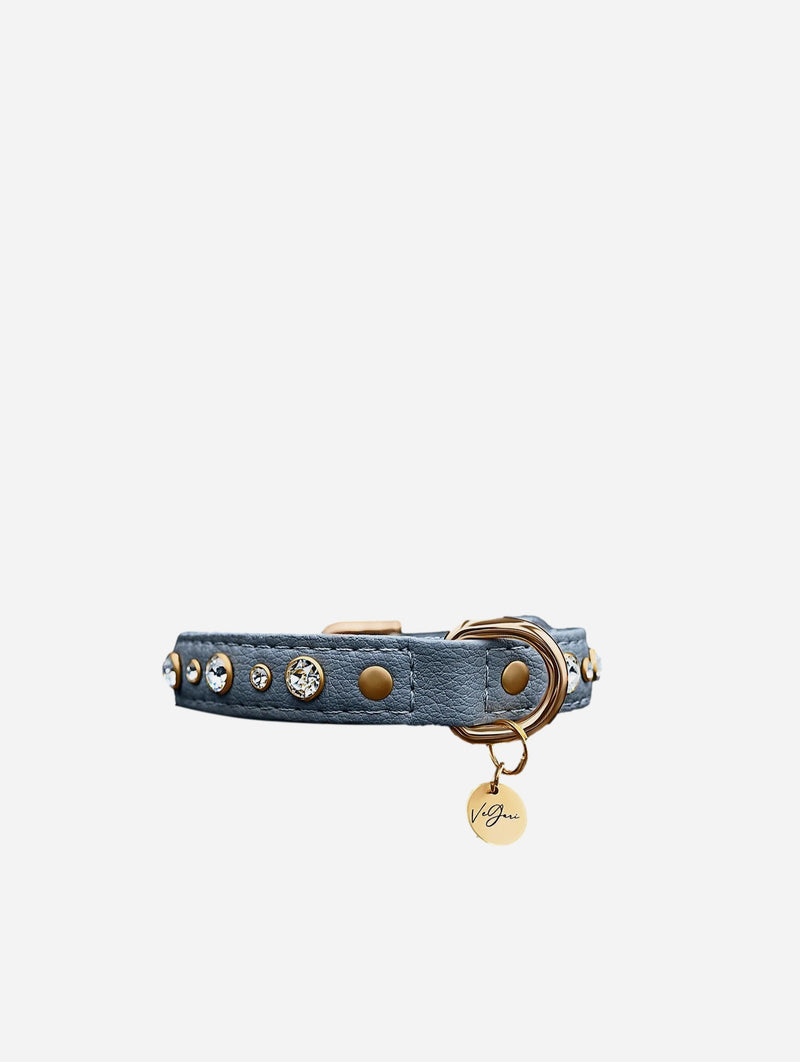 Piñatex® Vegan Leather Rhinestone Collar | Grey Luxury