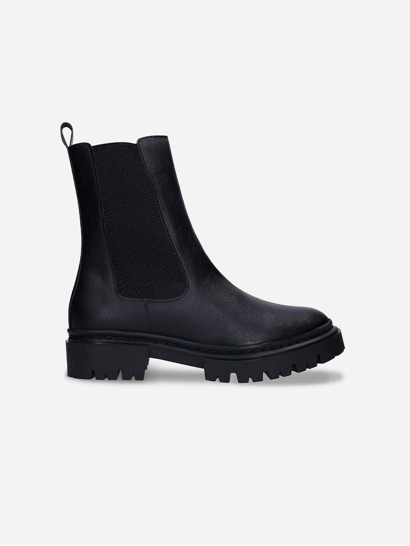 NAE Vegan Shoes Vikky Women's Vegan Leather Tall Ankle Chelsea Boots | Black
