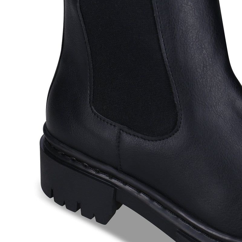 NAE Vegan Shoes Vikky Women's Vegan Leather Tall Ankle Chelsea Boots | Black