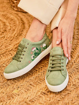 Immaculate Vegan - Minuit sur Terre Virevolte Recycled Grain Vegan Suede Embroidered Sneakers | Garden UK2.5 / EU35 / US4