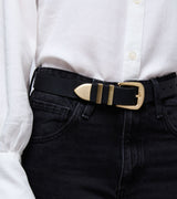 Immaculate Vegan - Votch Daisy Vegan Bio-Based Bamboo Western belt in black