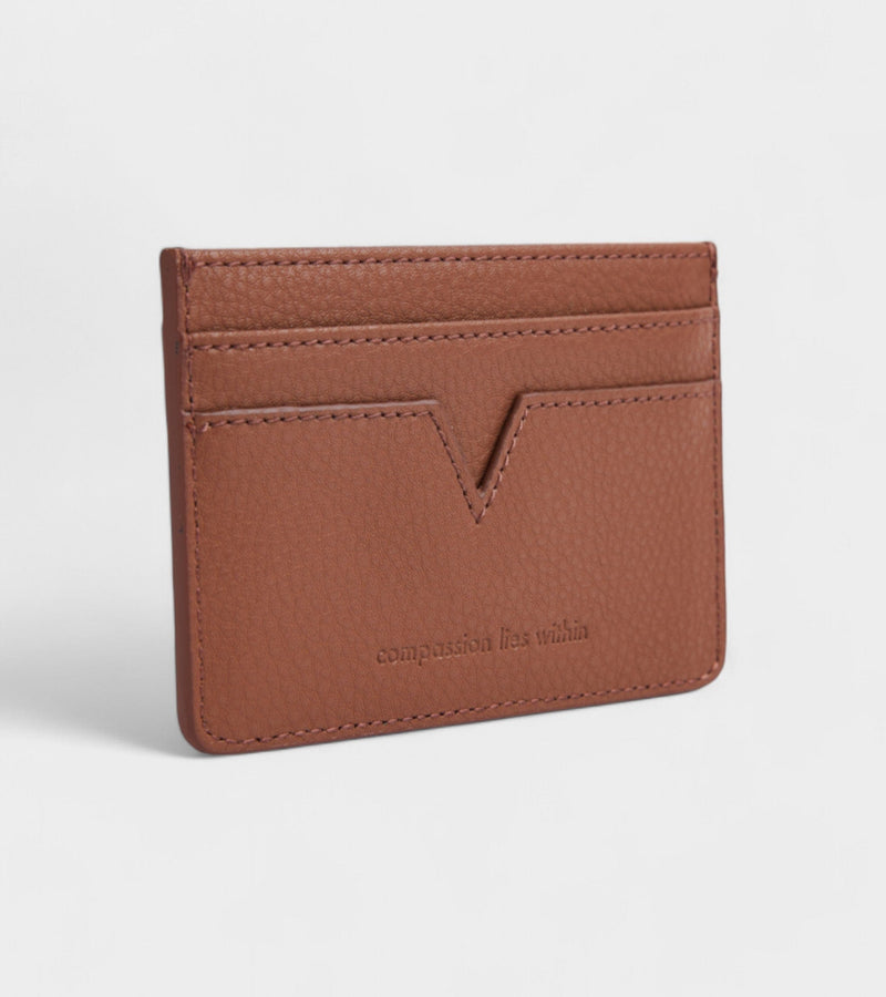 Votch Elia Vegan Bio-Based Bamboo leather card holder in brown