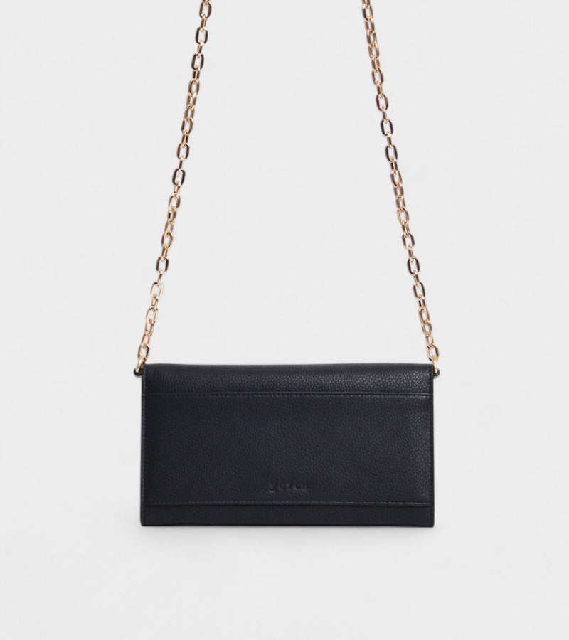 Votch Luella Vegan Bio-Based Bamboo Leather Chain Purse in Black