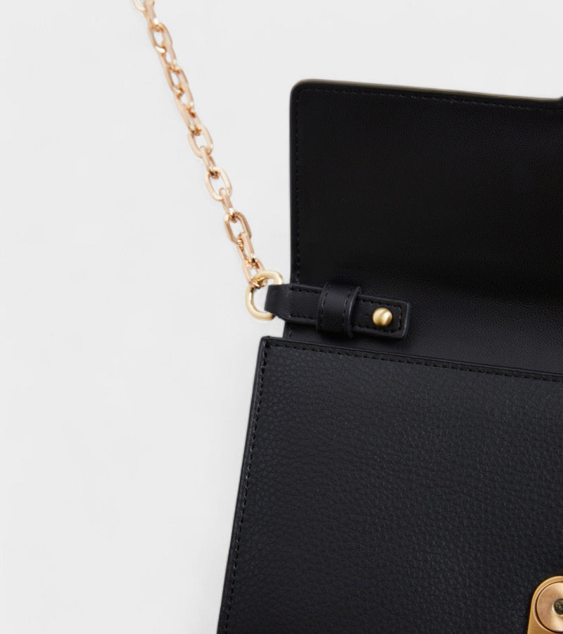 Votch Luella Vegan Bio-Based Bamboo Leather Chain Purse in Black