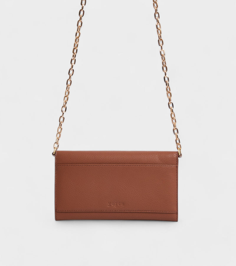 Votch Luella Vegan Bio-Based Bamboo Leather Chain Purse in Brown