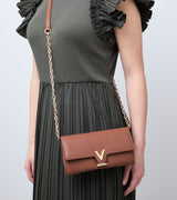 Immaculate Vegan - Votch Luella Vegan Bio-Based Bamboo Leather Chain Purse in Brown