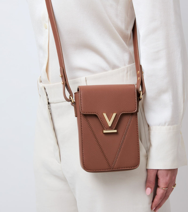 Votch Luna Compact Vegan Bio-Based Bamboo Phone Bag in Brown