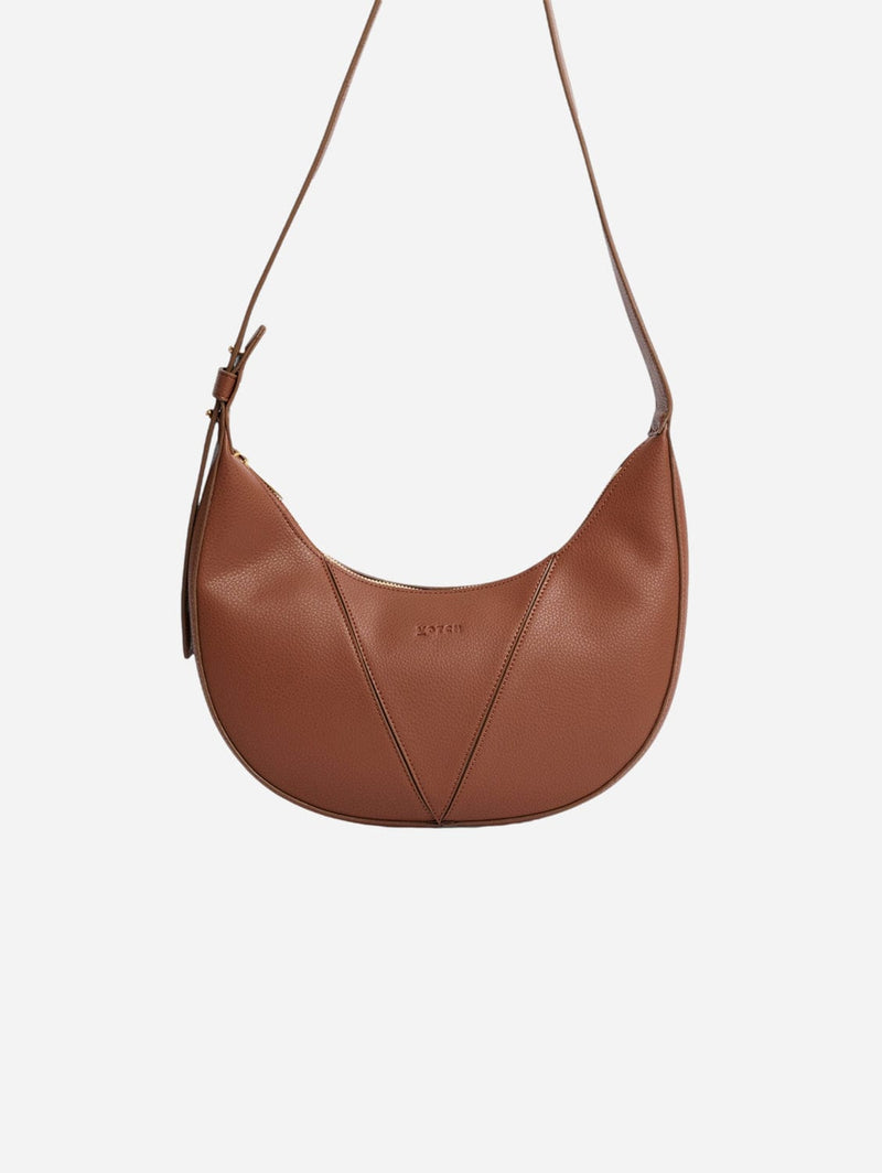 Votch River Vegan Bio-Based Bamboo Leather Hobo Bag in Brown