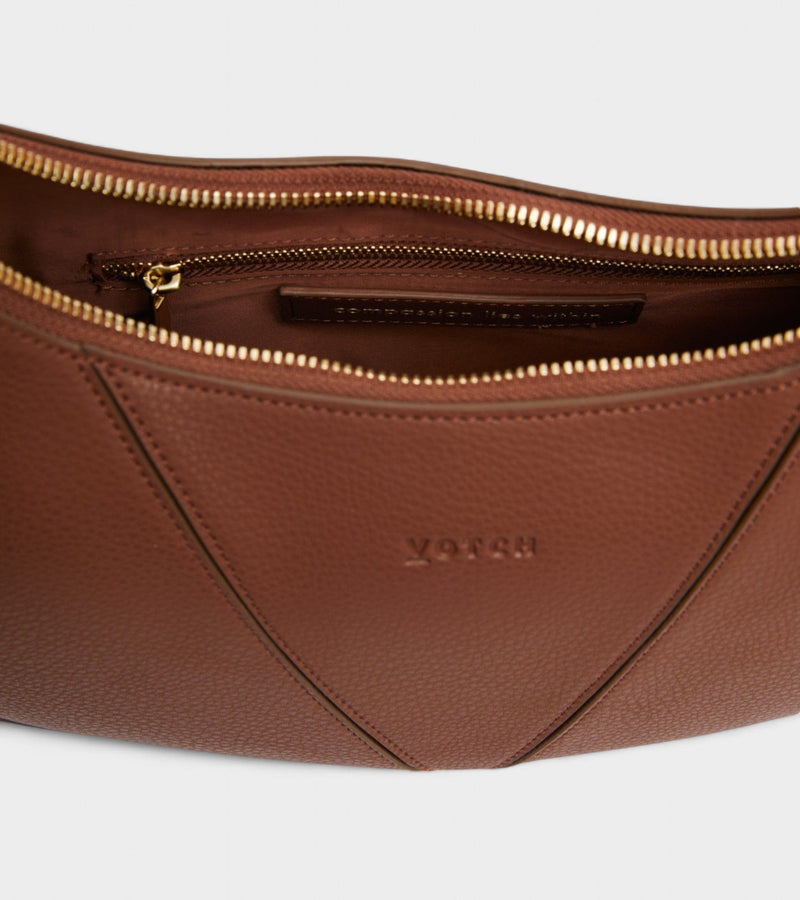 Votch River Vegan Bio-Based Bamboo Leather Hobo Bag in Brown