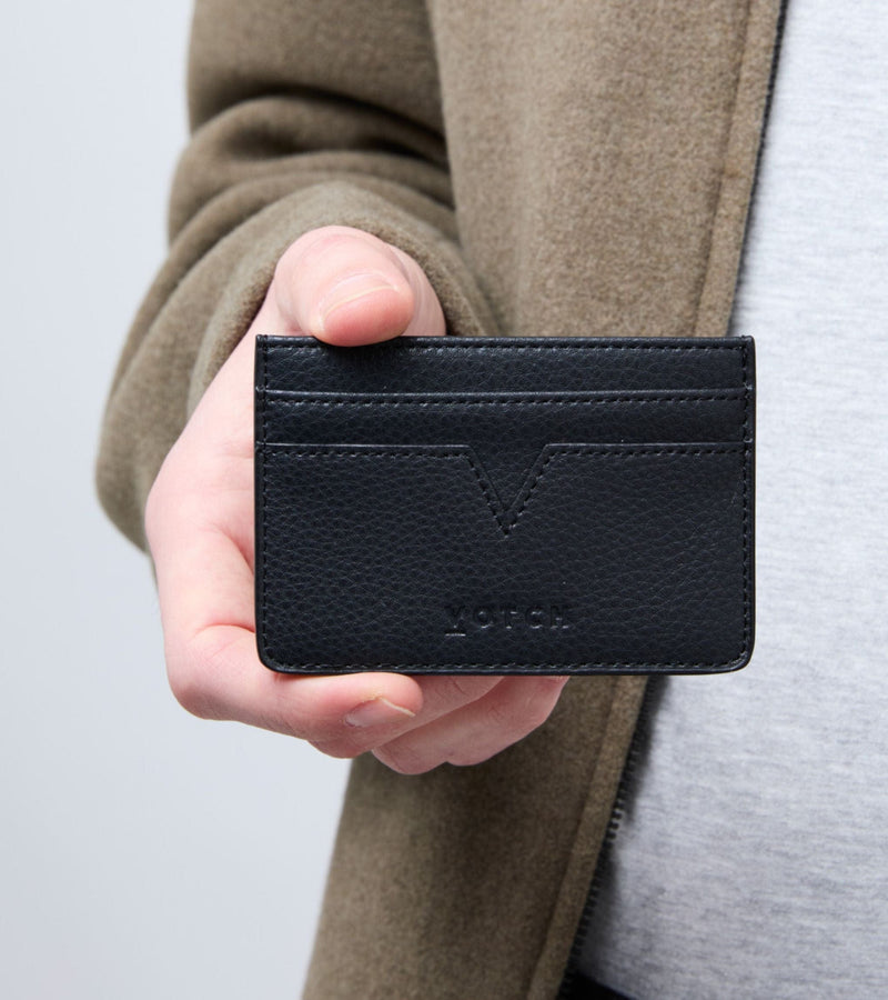 Votch Sol Vegan Bio-Based Bamboo leather card holder in black