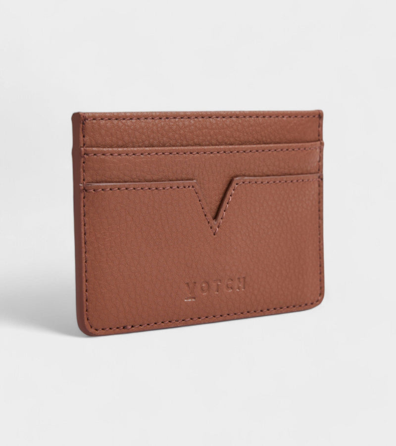 Votch Sol Vegan Bio-Based Bamboo leather card holder in brown