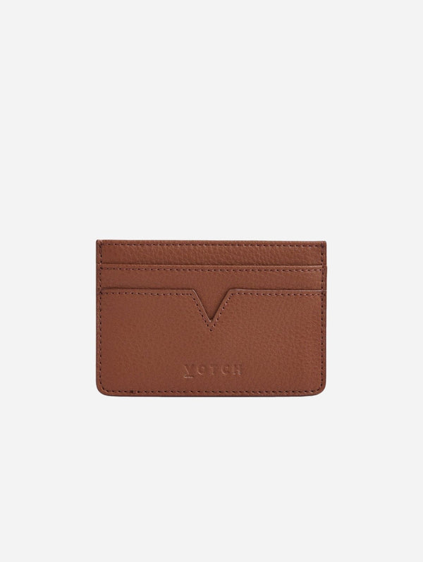 Votch Sol Vegan Bio-Based Bamboo leather card holder in brown