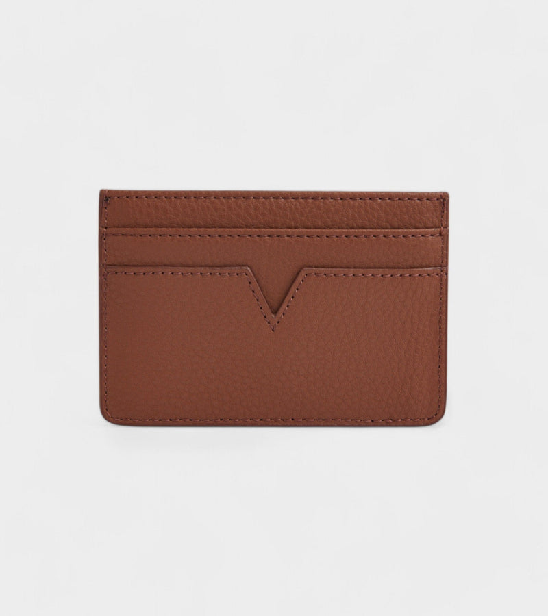 Votch Sol Vegan Bio-Based Bamboo leather card holder in brown