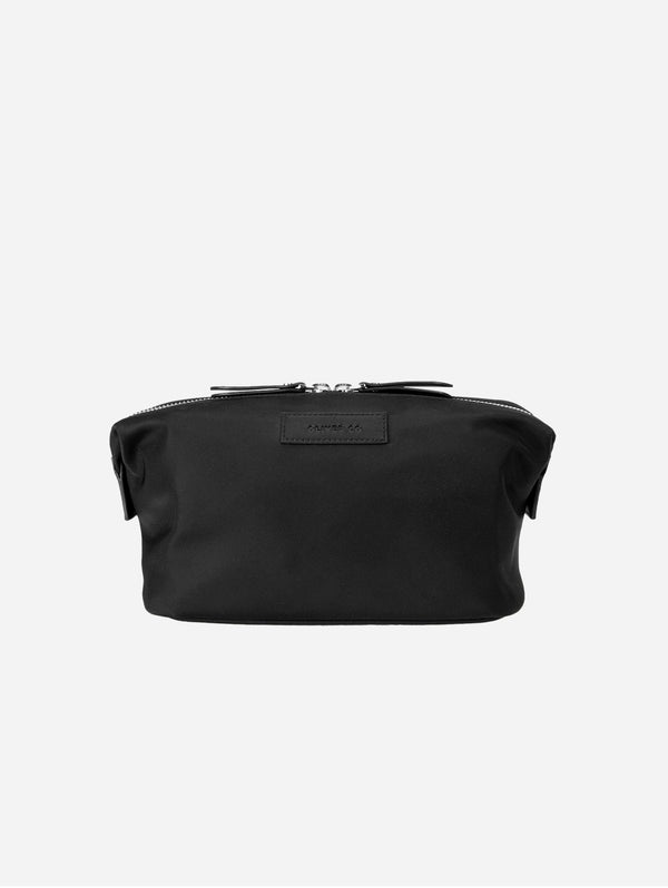Vegan Recycled Leather & Nylon Toiletry Bag | Black