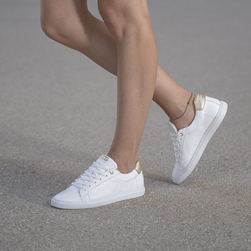 COG Winton Women's Vegan Sneakers | White & Gold