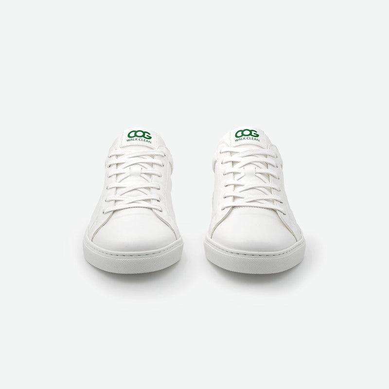 COG Winton Unisex Vegan Leather Sneakers | White & Green UK2.5 / EU35 / US4.5