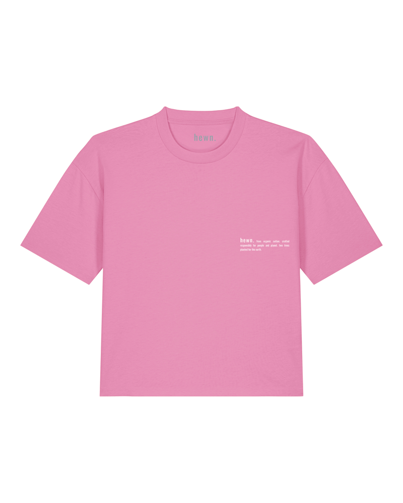 hewn. Womens Organic Cotton Boxy T-shirt in Azalea Pink