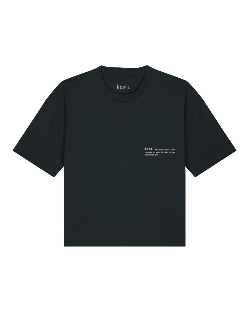 hewn. Womens Organic Cotton Boxy T-shirt in Jet Black