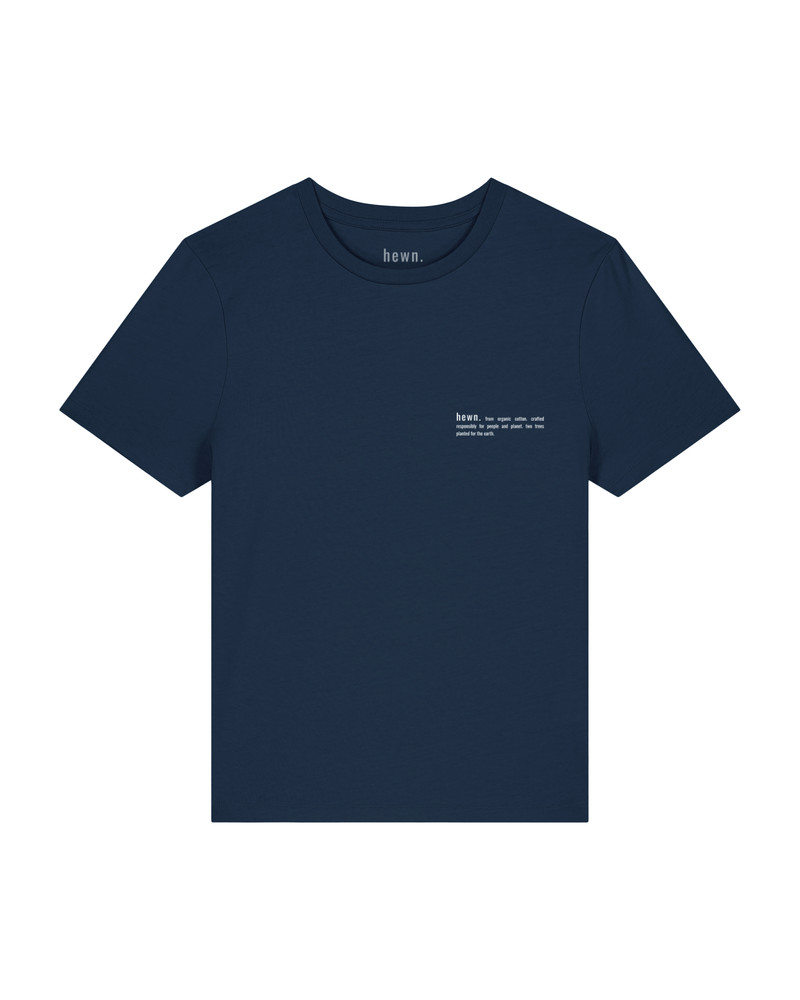 hewn. Womens Organic Cotton Fitted T-shirt in Midnight Navy Blue