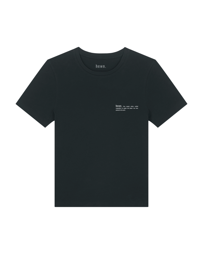 hewn. Womens Organic Cotton Fitted T-shirt in Jet Black