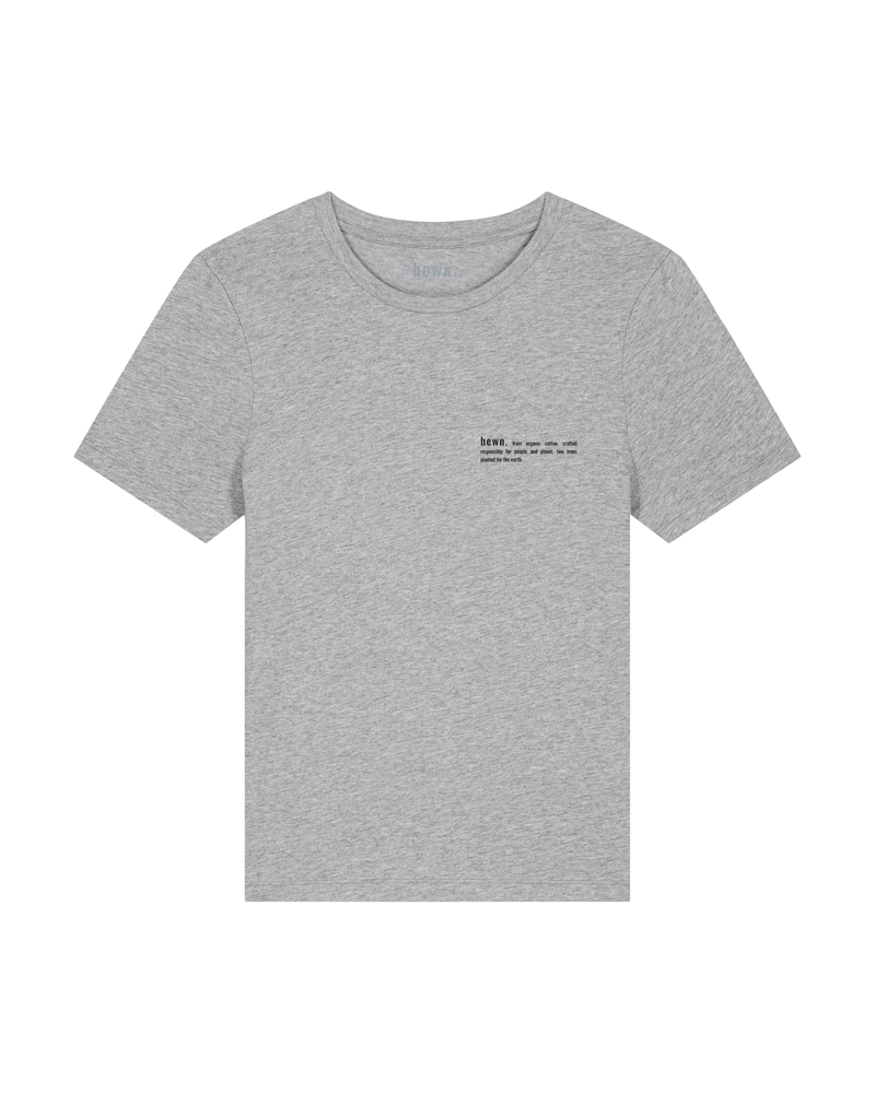 hewn. Womens Organic Cotton Fitted T-shirt in Rock Grey Marl