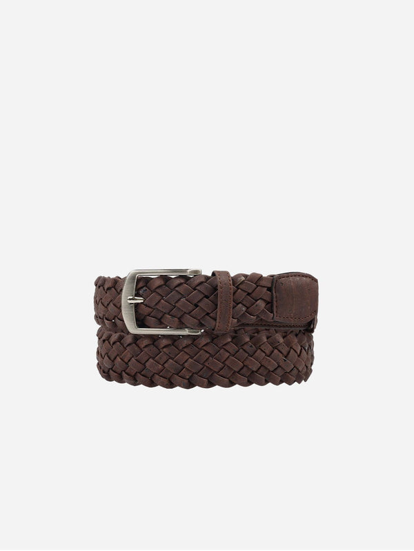 Watson & Wolfe Woven Vegan Cork Leather Belt | Brown