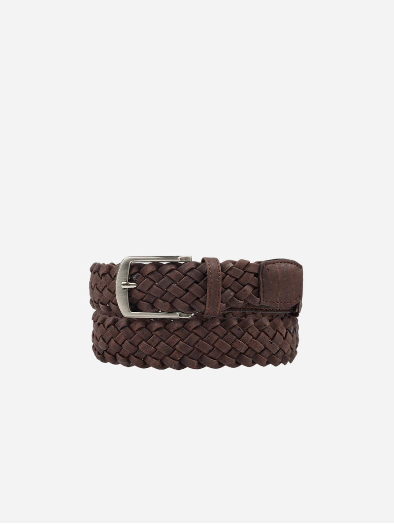 Woven Vegan Cork Leather Belt | Brown