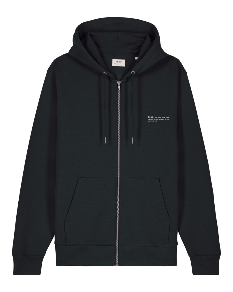 hewn. Womens Organic Cotton Relaxed-fit Zip Hoodie in Jet Black