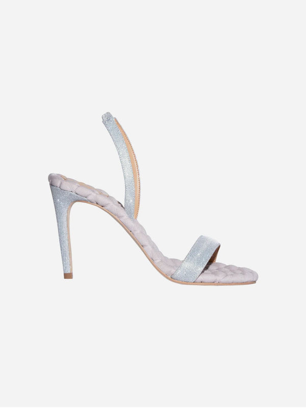 AERA Vivien Cotton Vegan High Heeled Sandals | Silver Lurex Silver / UK3 / EU36 / US5