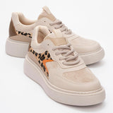 Immaculate Vegan - Ida Vegan Leather Platform Leopard Sneakers | Beige