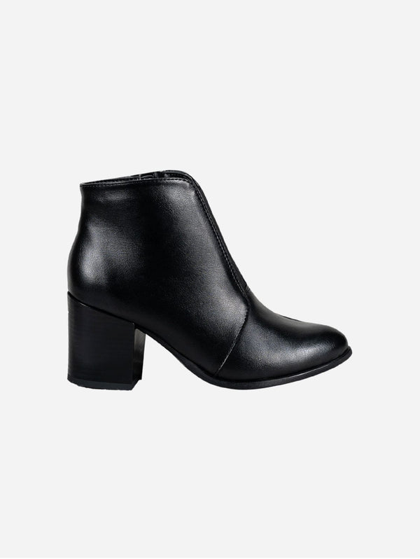 AGAZI Hana Vegan Leather Heeled Ankle Boots | Black