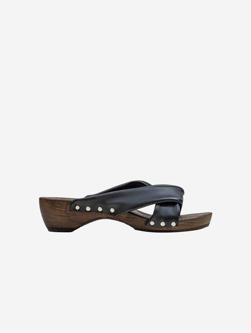 AGAZI Grape Leather Vegan Wooden Clogs | Black UK3 / EU36 / US5