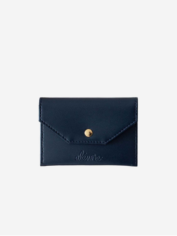 Alénore Bouton Golden Vegan Apple Leather Card Holder | Navy