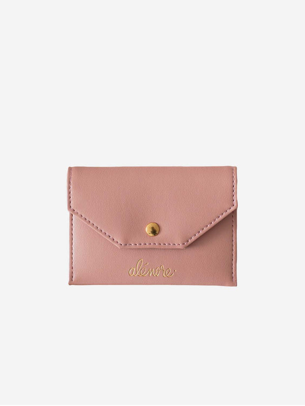 Alénore Bouton Golden Vegan Apple Leather Card Holder | Old Pink