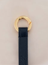 Immaculate Vegan - Alénore Ribbon Vegan Apple Leather Key Ring | Navy & Taupe Gold Carabiner