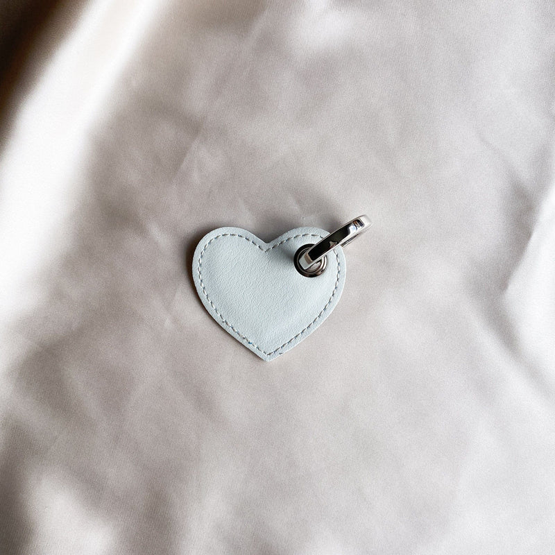 Alénore Heart Vegan Apple Leather Key Ring | Blue & White