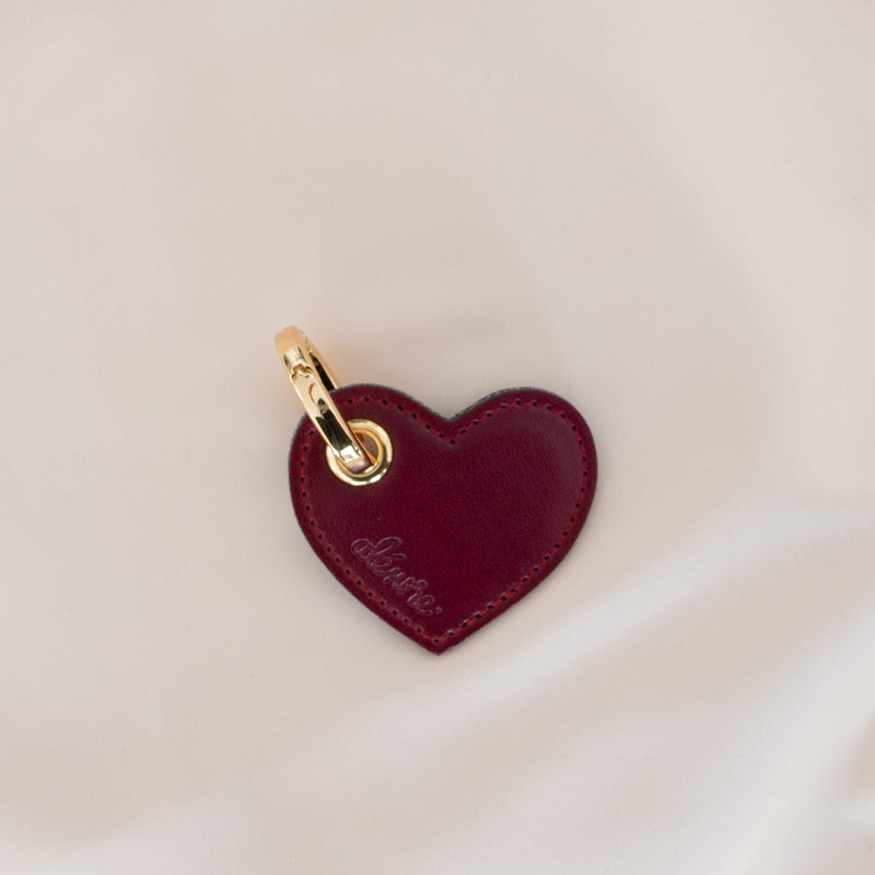 Alénore Heart Vegan Apple Leather Key Ring | Bordeaux & Black