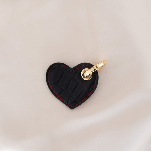 Alénore Heart Vegan Apple Leather Key Ring | Bordeaux & Black