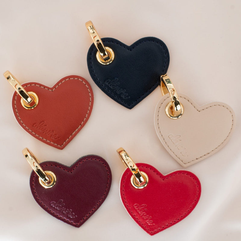 Alénore Heart Vegan Apple Leather Key Ring | Bordeaux & Black