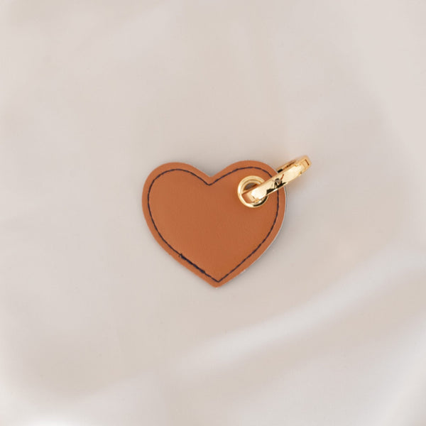 Alénore Heart Vegan Apple Leather Key Ring | Navy & Camel