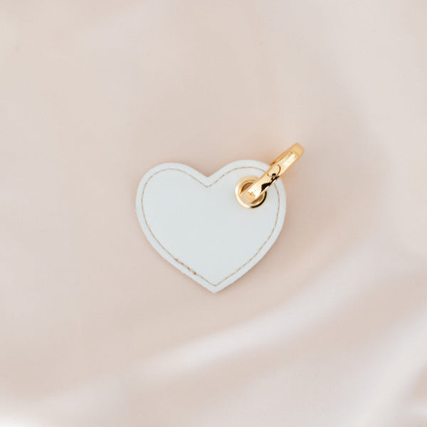 Alénore Heart Vegan Apple Leather Key Ring | Nude & White