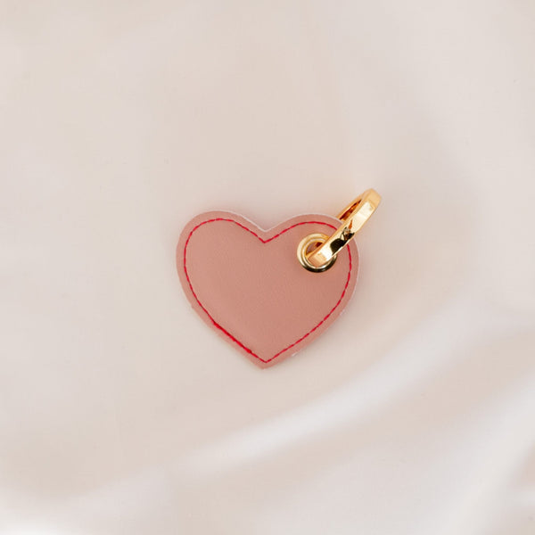 Alénore Heart Vegan Apple Leather Key Ring | Red & Old Pink