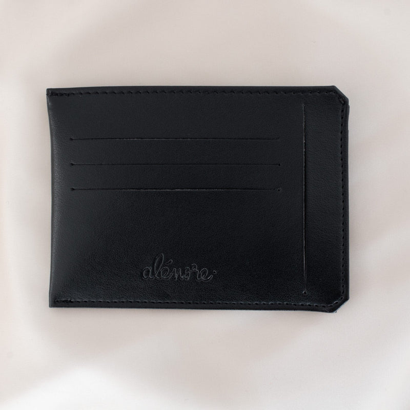 Alénore Jasmin Vegan Apple Leather Compact Wallet | Black