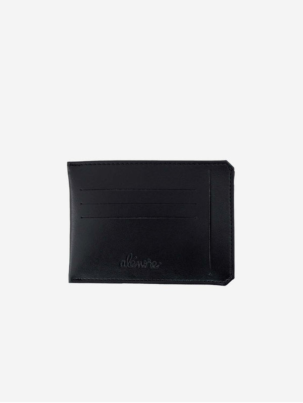 Alénore Jasmin Vegan Apple Leather Compact Wallet | Black