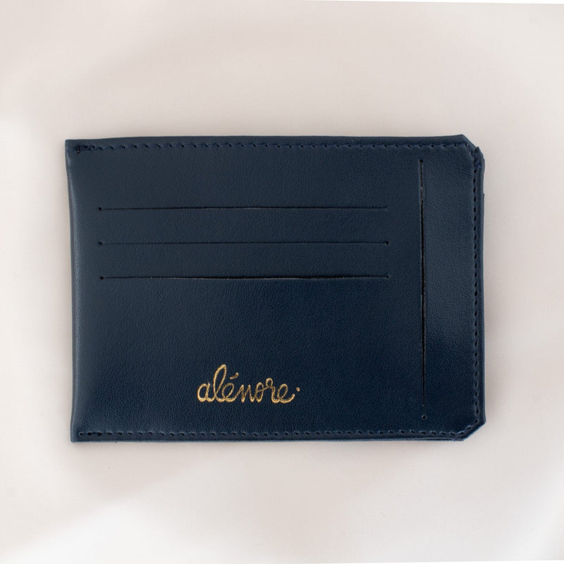 Alénore Jasmin Vegan Apple Leather Compact Wallet | Navy