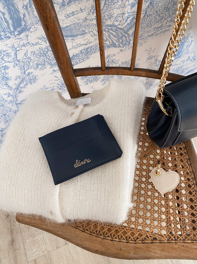 Alénore Jasmin Vegan Apple Leather Compact Wallet | Navy