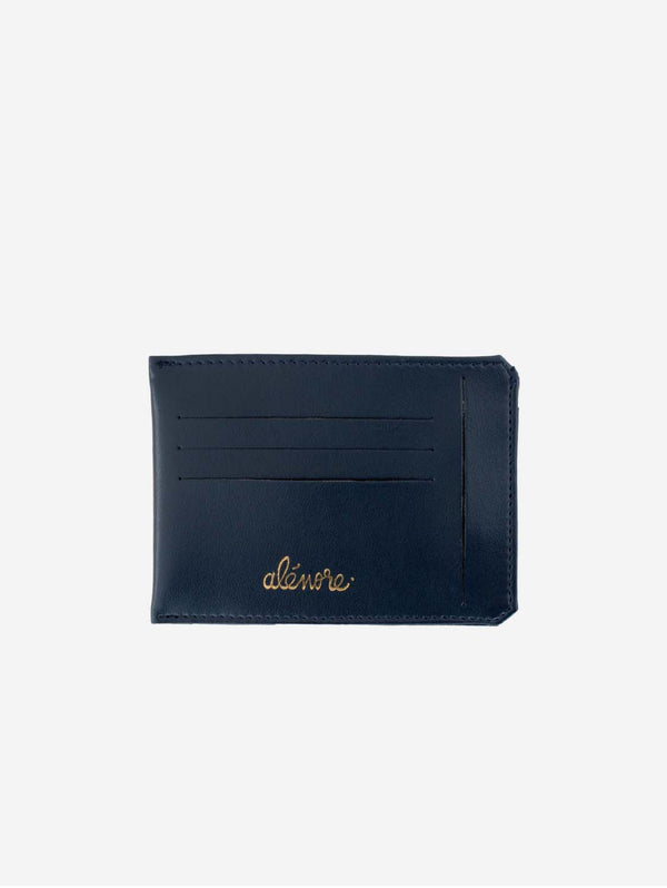 Alénore Jasmin Vegan Apple Leather Compact Wallet | Navy