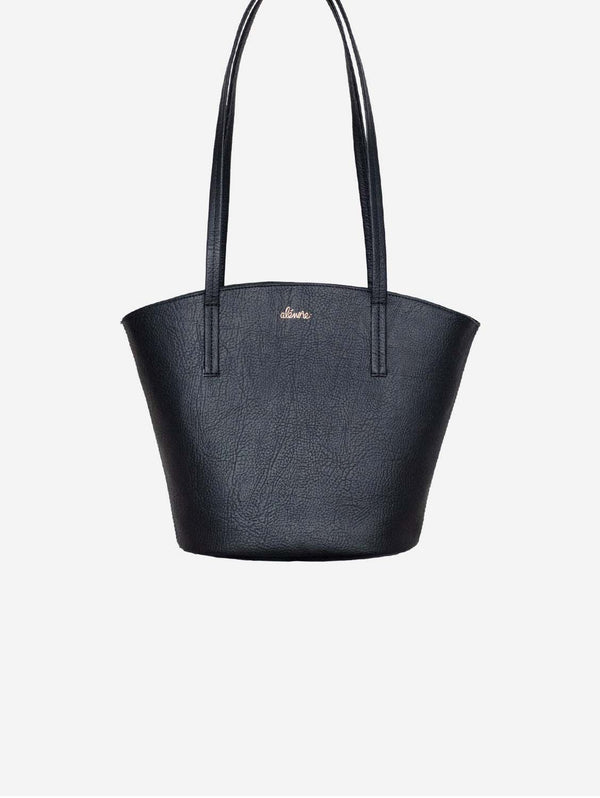 Alénore Mimosa Mini Vegan Apple Leather Tote Bag | Black