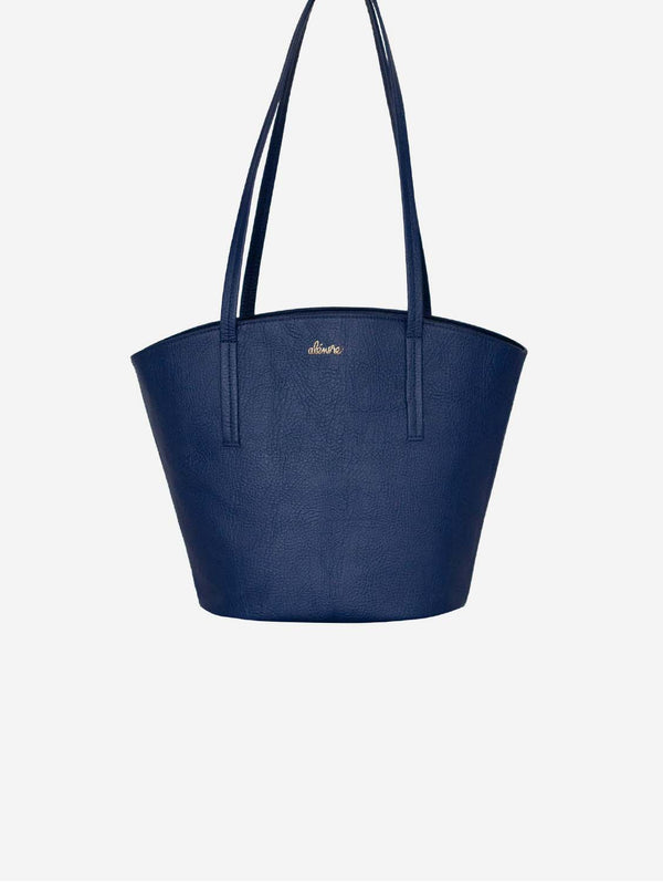 Alénore Mimosa Mini Vegan Apple Leather Tote Bag | Navy