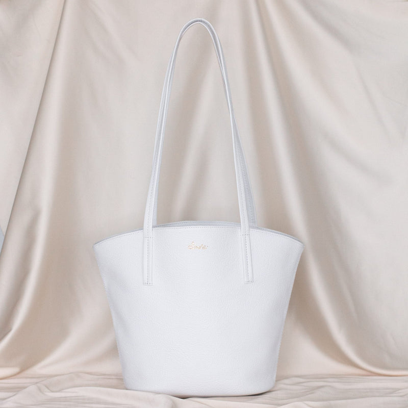 Alénore Mimosa Mini Vegan Apple Leather Tote Bag | White